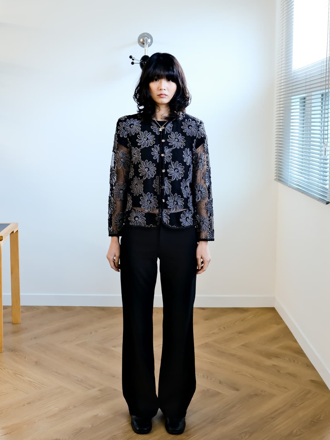 플로랄 패턴 시스루 시어 자켓 95  상품이미지1