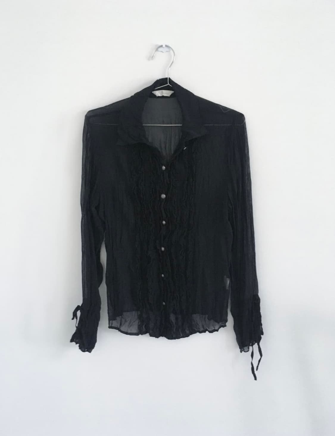 pleats see-through blouse 플리츠 시스루 블라우스  상품이미지1
