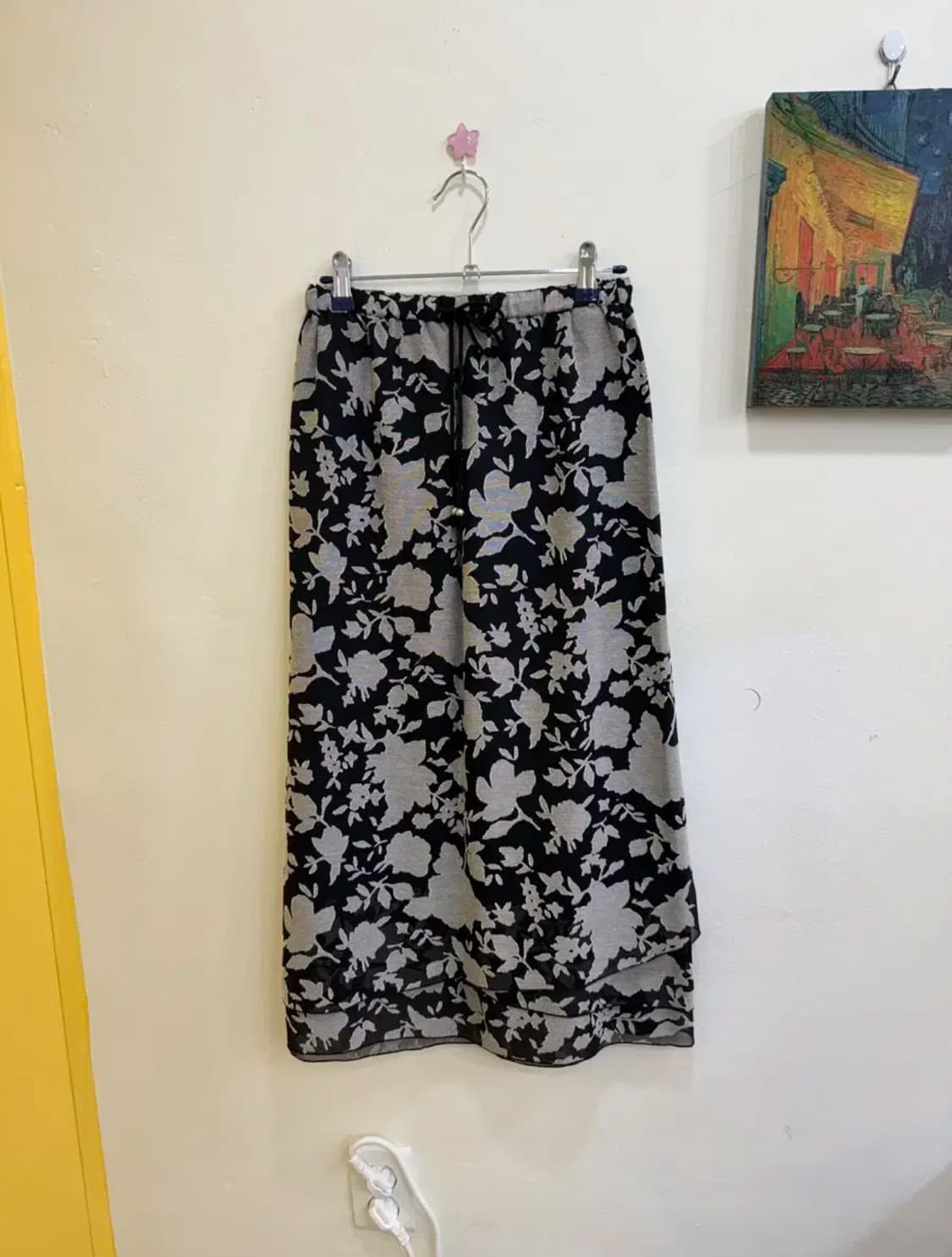 vtg 블랙 플라워 쉬폰 롱 스커트  상품이미지1