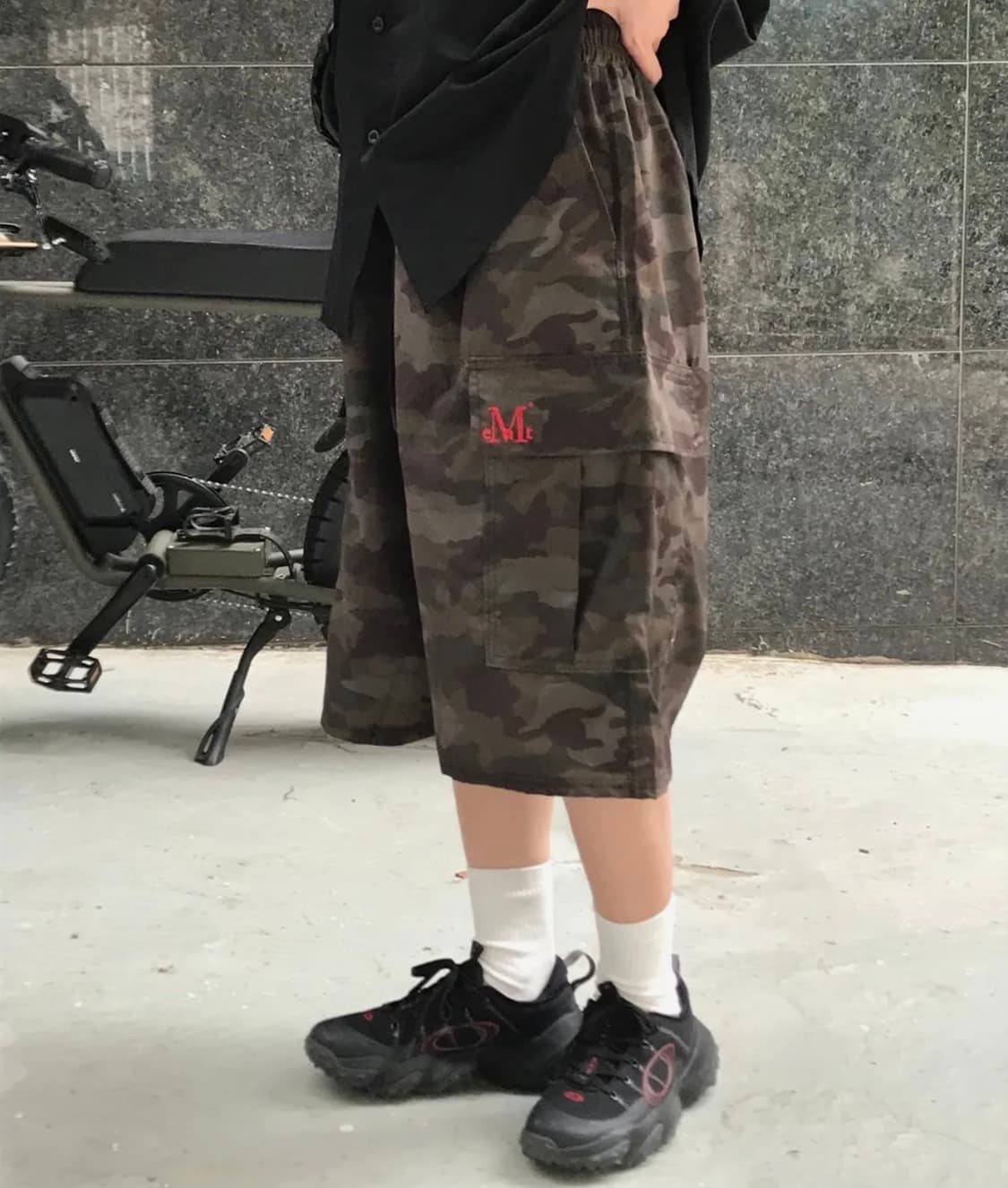 카모 무센트 카고 바지 밀리터리 폴리 나일론 버뮤다 하프 팬츠 남녀공용 상품이미지1