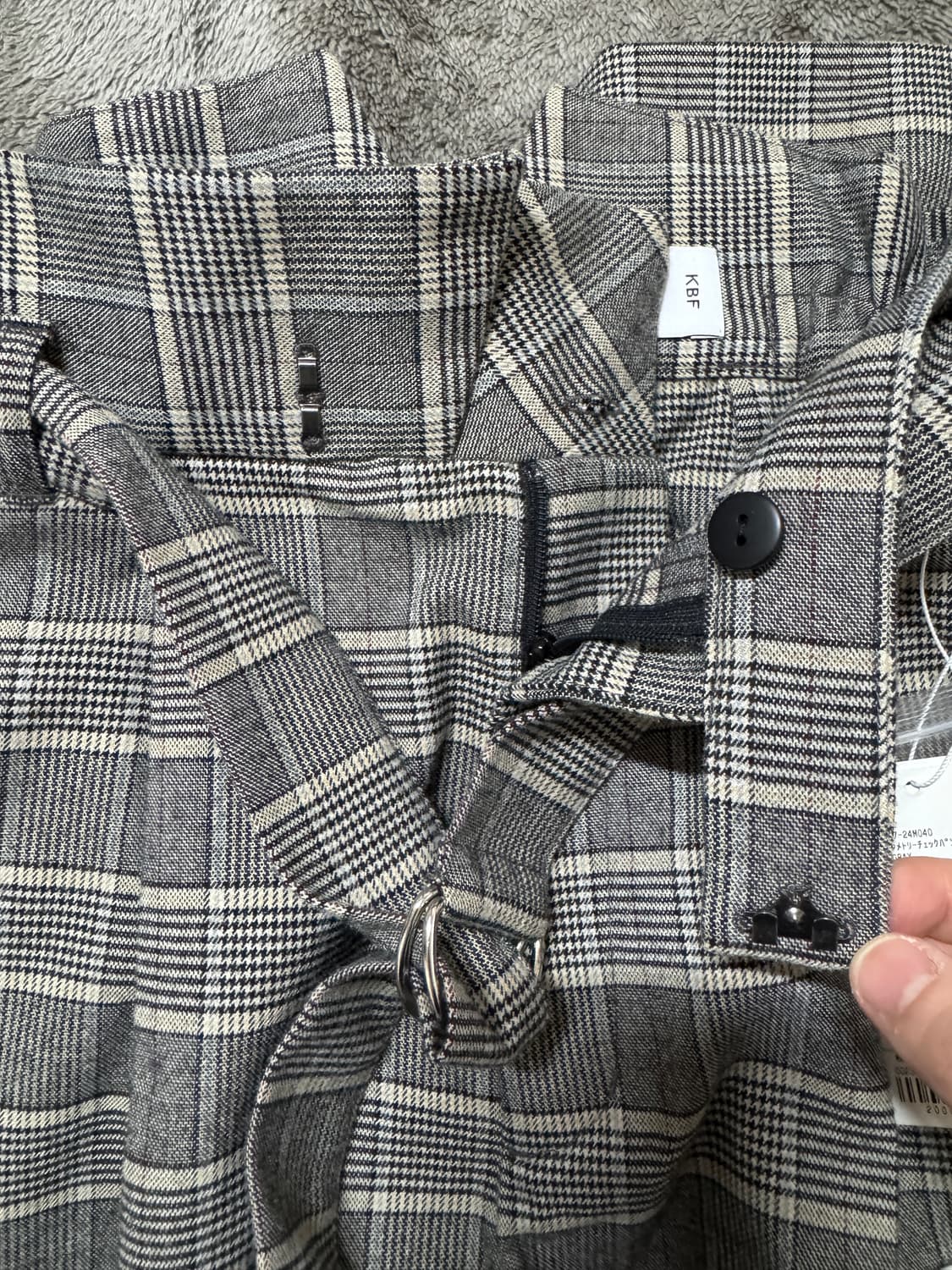 KBF 체크 와이드 벨티드팬츠 상품이미지4