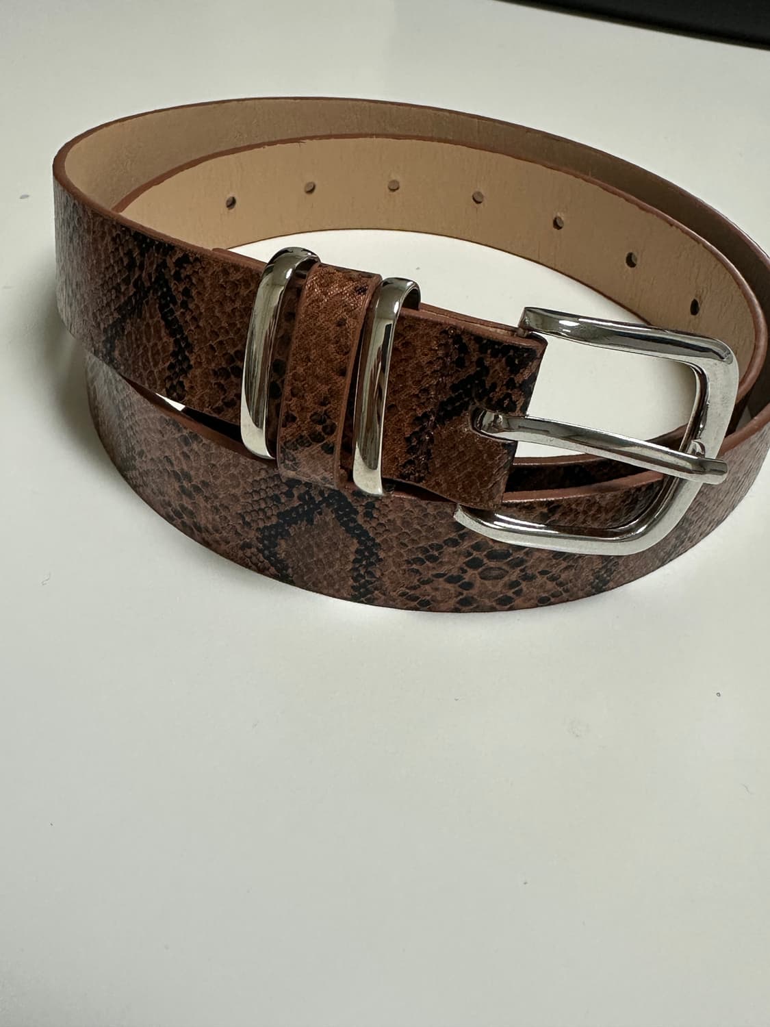 Oribell 뱀피 파이톤 가죽 미니멀 가죽 벨 상품이미지1