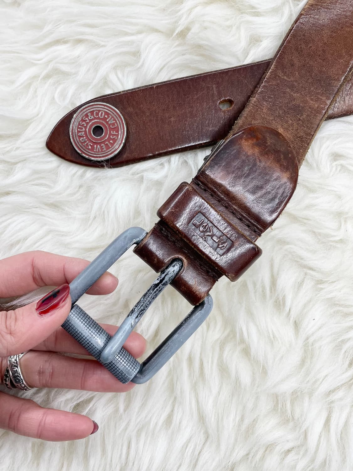 리바이스 리얼레더 로고 스터드 버클 벨트 상품이미지6