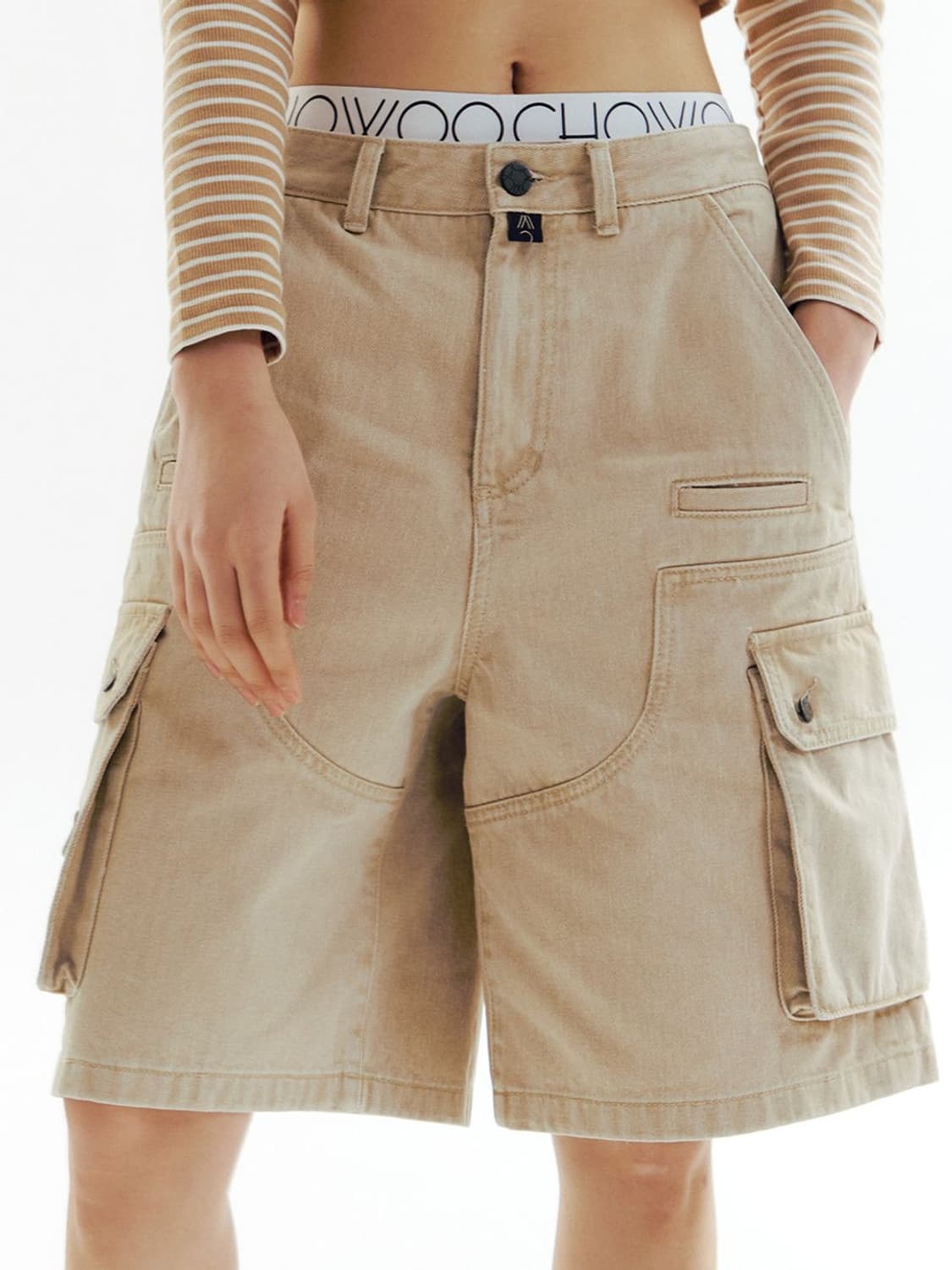 웨스턴 카우걸 카펜터 데님 카고 버뮤다 워크팬츠 반바지 쇼츠 베이지 샌드 상품이미지4