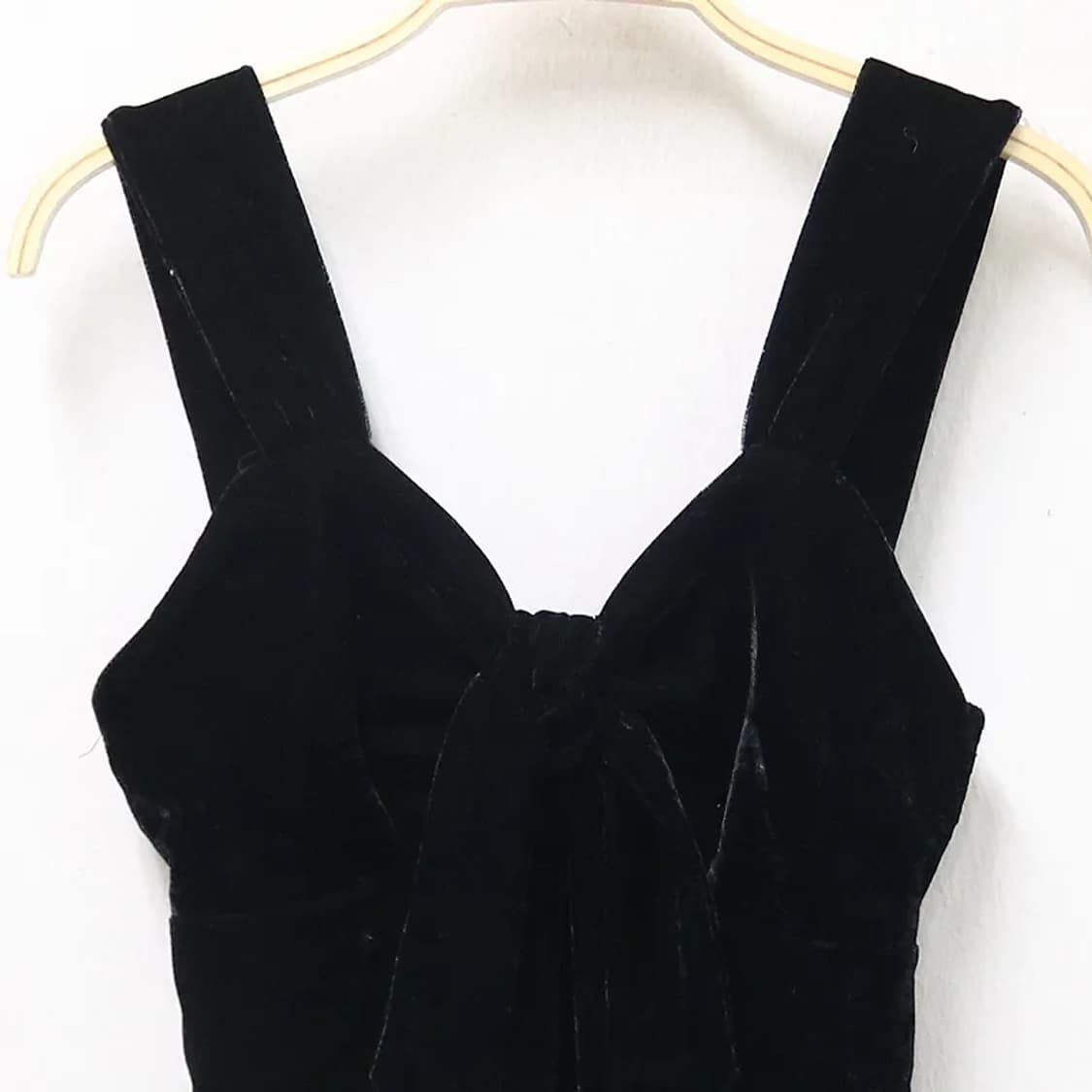 SAIKA 히메갸루 리본 포인트 벨벳 미니 원피스 61489 상품이미지3