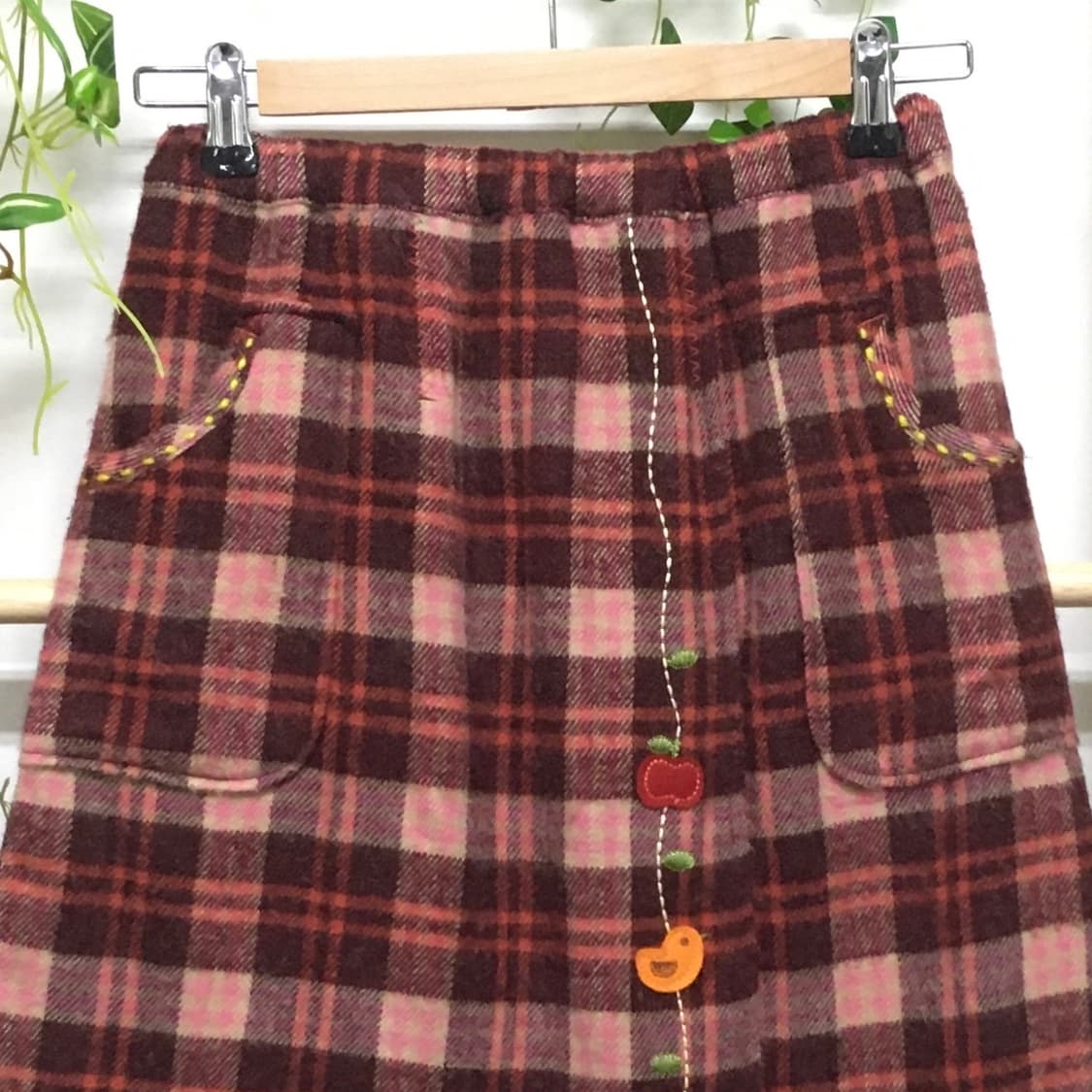 JPN/ 패치스커트 러블리스커트 스티치스커트 체크스커트 미디스커트 모리 상품이미지2