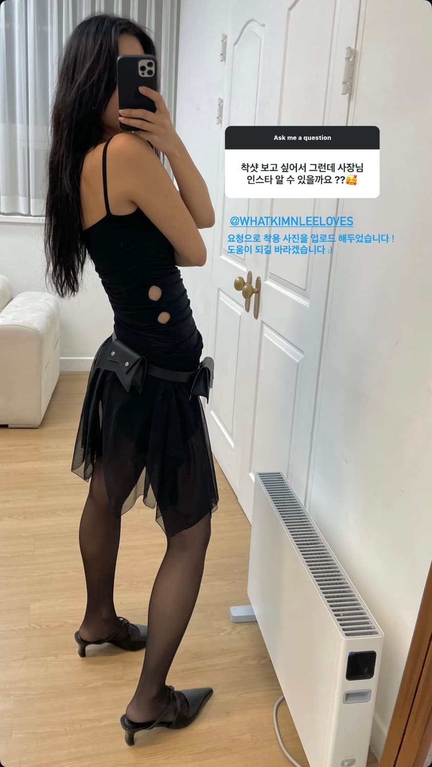 루즈슬립오버 메쉬 미디 스커트 상품이미지1