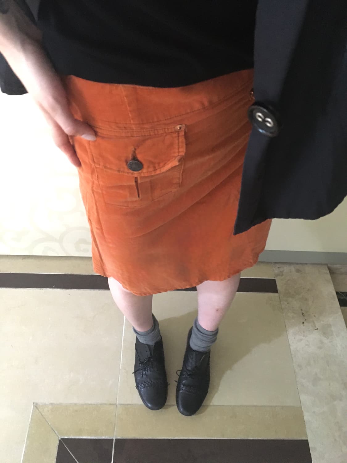 Vintage orange A-line pocket skirt 상품이미지1