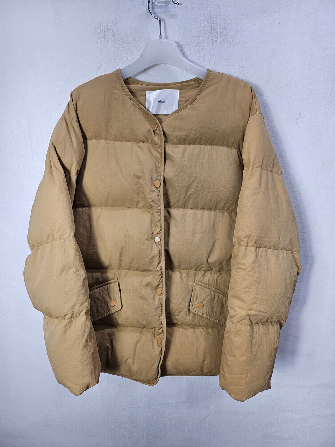 아이디얼 카멜브라운 포켓 숏패딩 77-88 새제품급 상품이미지4