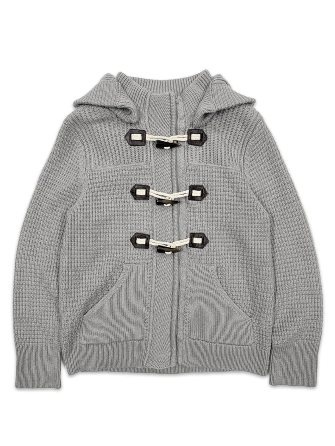 빈티지 Eddie Bauer 그레이 후드 집업 더플 니트 상품이미지1