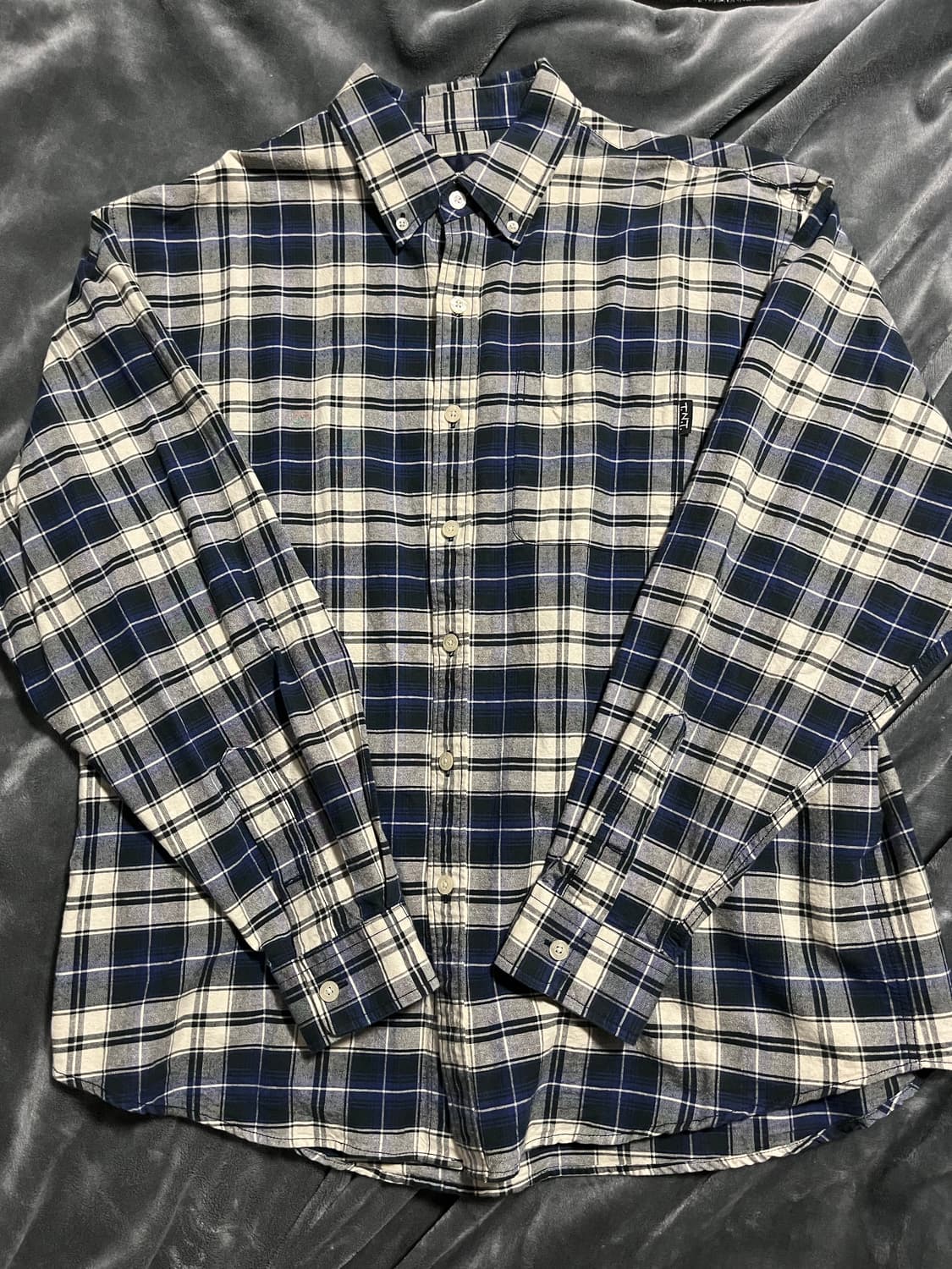 (L)디스이즈네버댓 체크 셔츠 네이비 상품이미지1