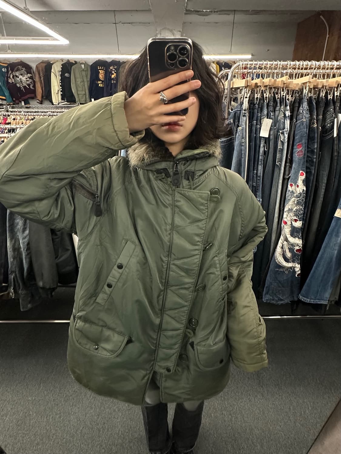 L)휴스턴 빈티지 N3B 올리브 파카 상품이미지2