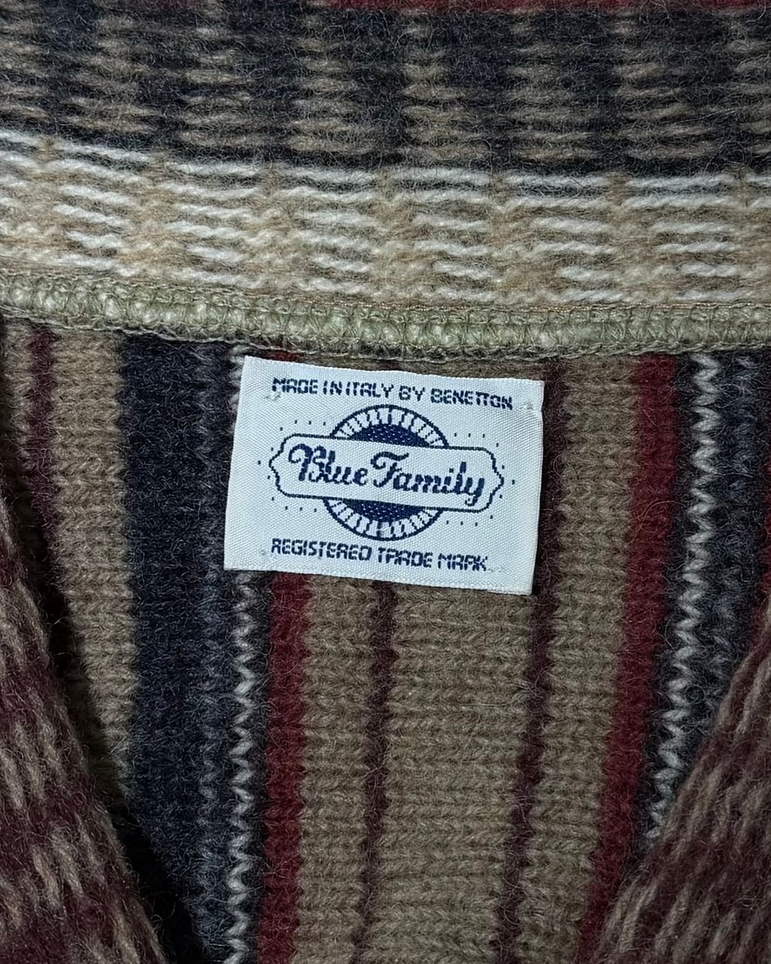 베네통 블루패밀리 베이지 울 멕시칸 바하 쇼울 카라 태슬 가디건 상품이미지6