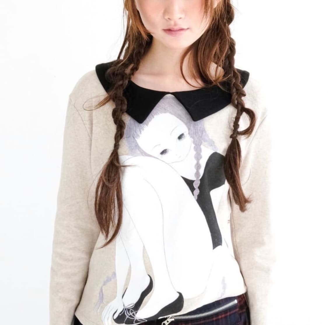 샵페어리 girl painting t shirt 걸 페인팅 카라 티셔츠 상품이미지1
