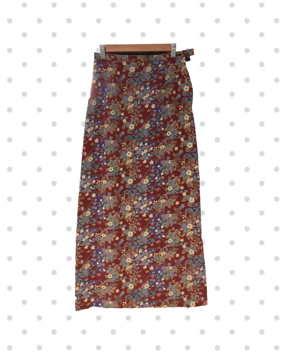 vintage oriental floral skirt burgundy 상품이미지5