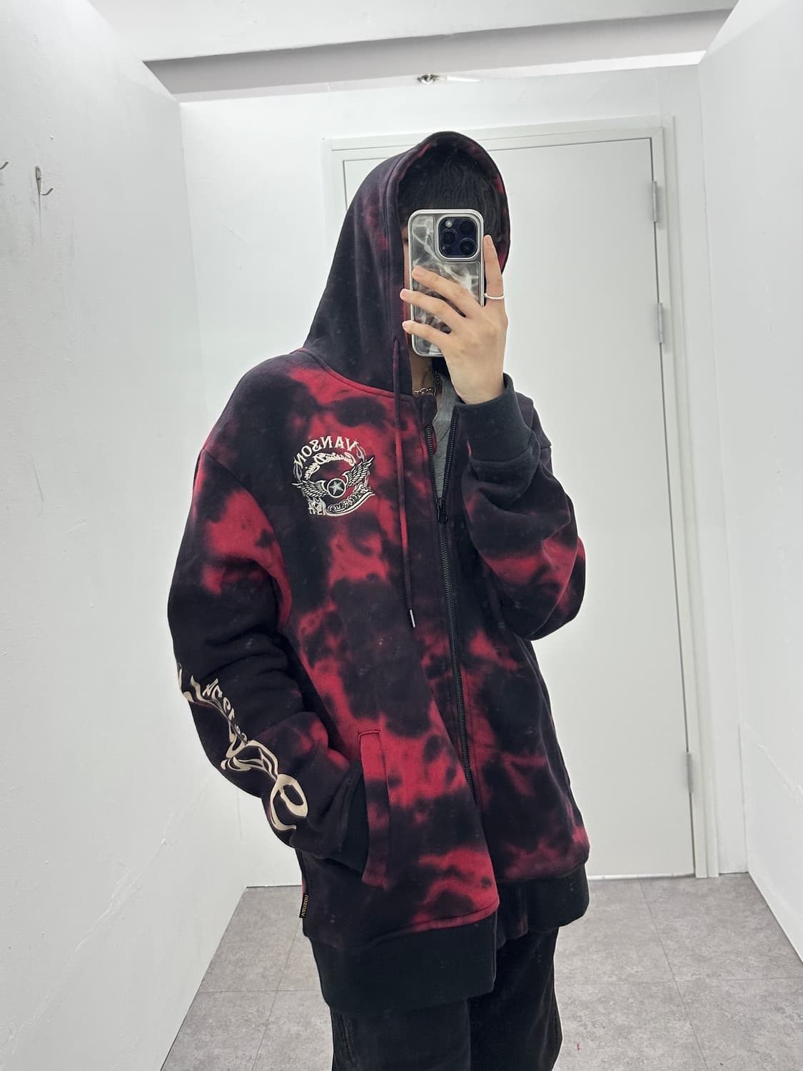 VANSON embroidery hood zip up 상품이미지3
