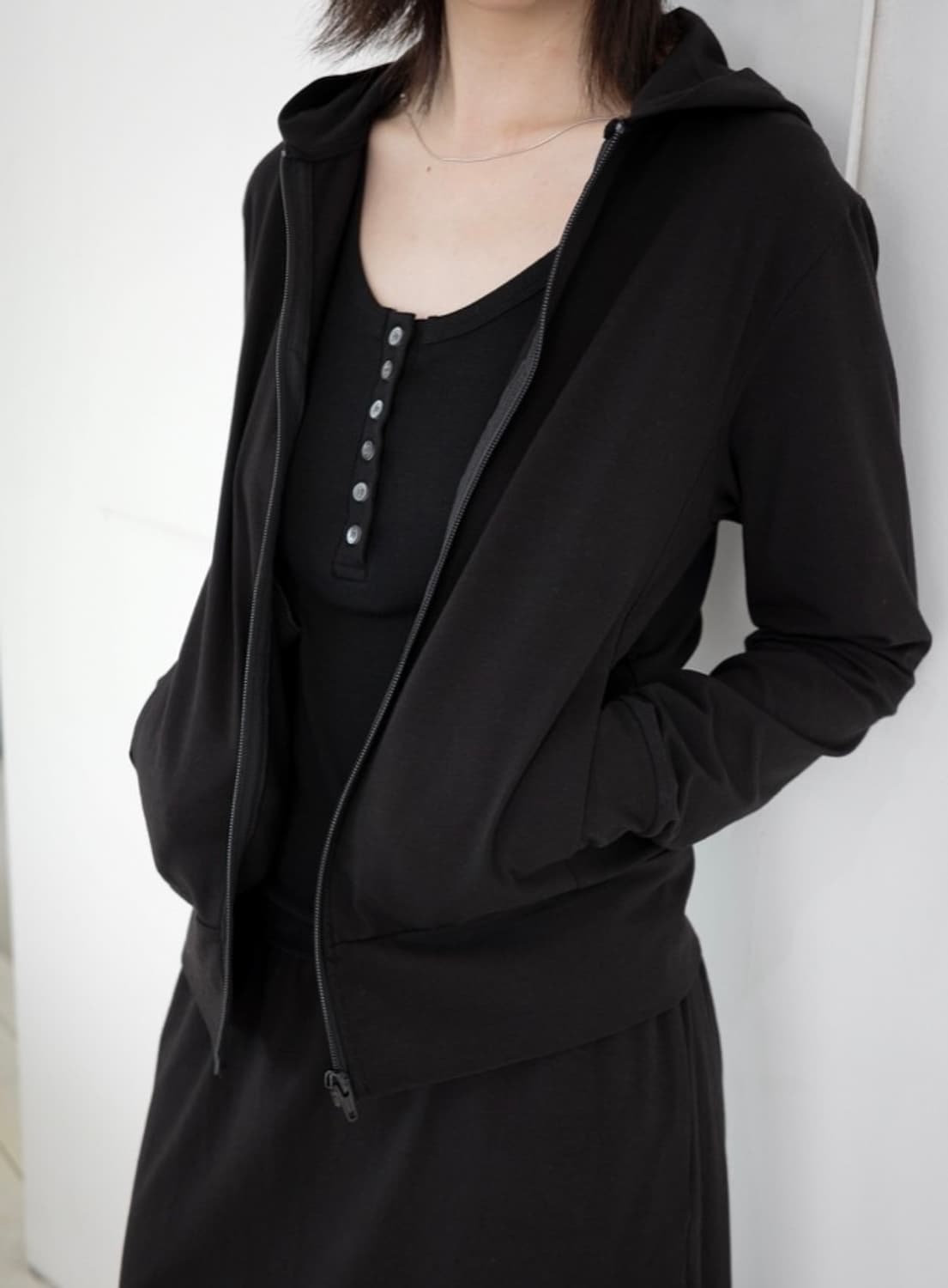 soft hoodie zip-up black 상품이미지3