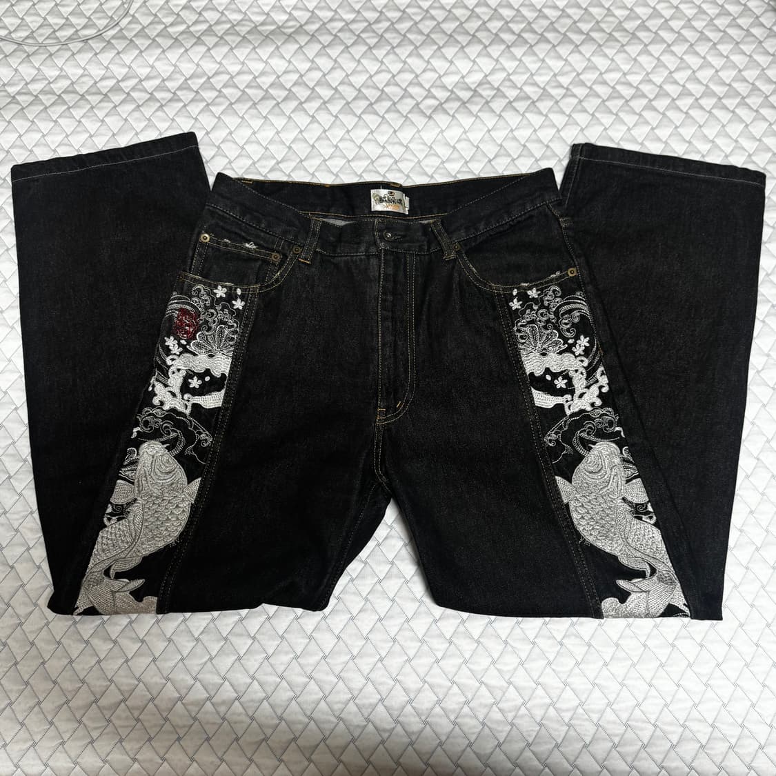 카라쿠리타마시 흑청 데님 팬츠 상품이미지2