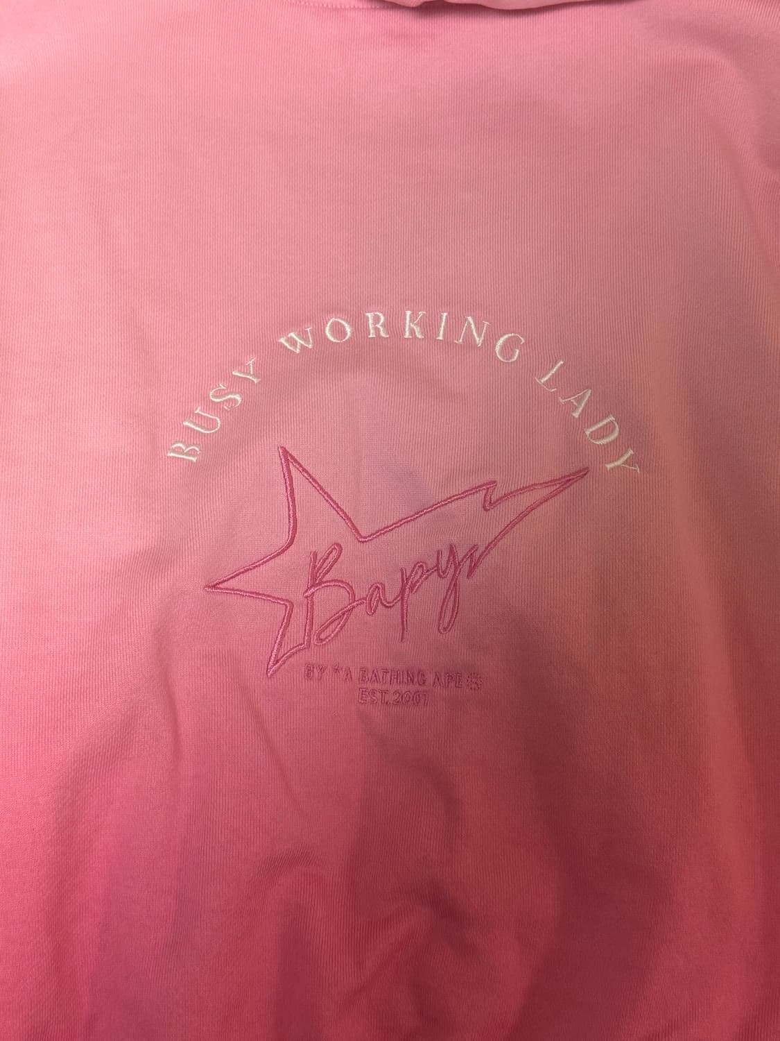 베이프 베이피 BAPY 여성용 핑크 그라데이션 크롭 후드집업 상품이미지4