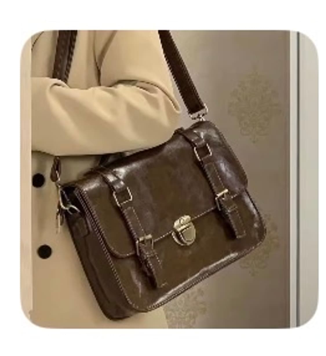 빈티지 메신저백 브라운 학생 숄더백 상품이미지1