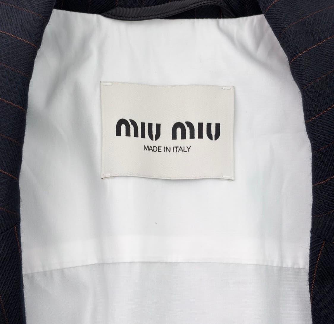 [36] 미우미우 자수 로고 싱글 스트라이프 레이어드 셔츠 블레이저 자켓 상품이미지7