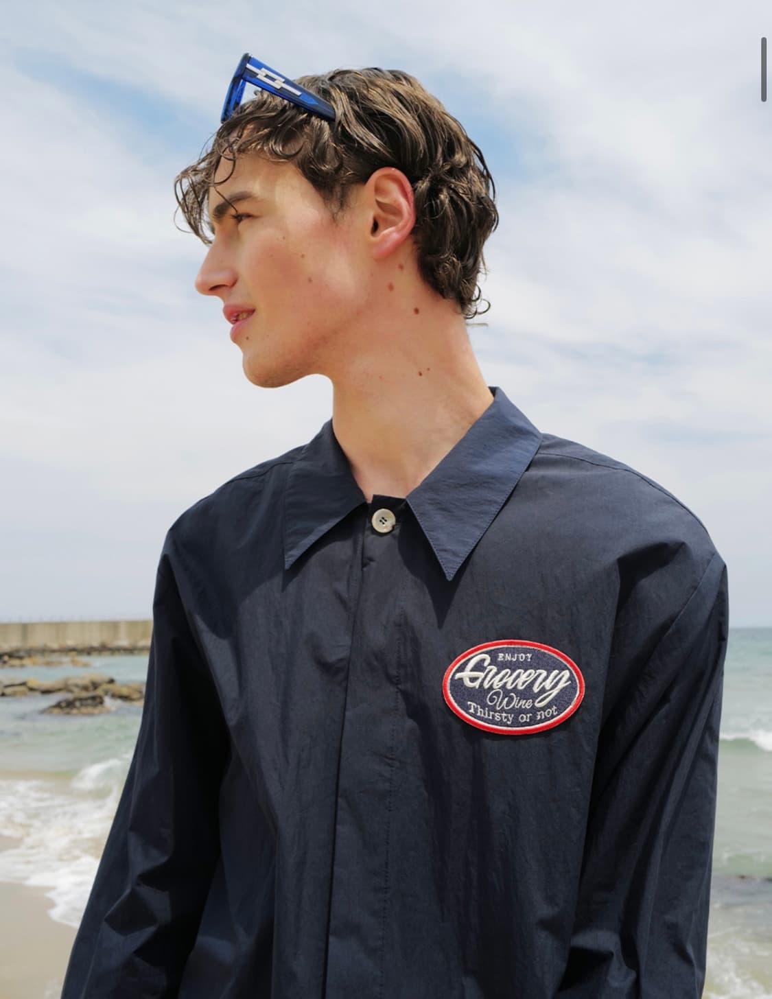 SATUR 세터 썸머 레트로 그로서리 워크 셔츠 그레피 네이비 상품이미지1