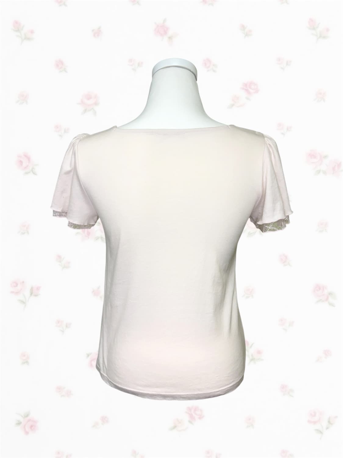 L'EST ROSE 벚꽃 핑크 레이스 리본 탑 상품이미지2