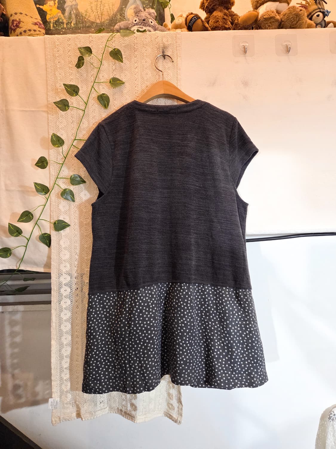 도트 포인트 반팔 니트 원피스 상품이미지4