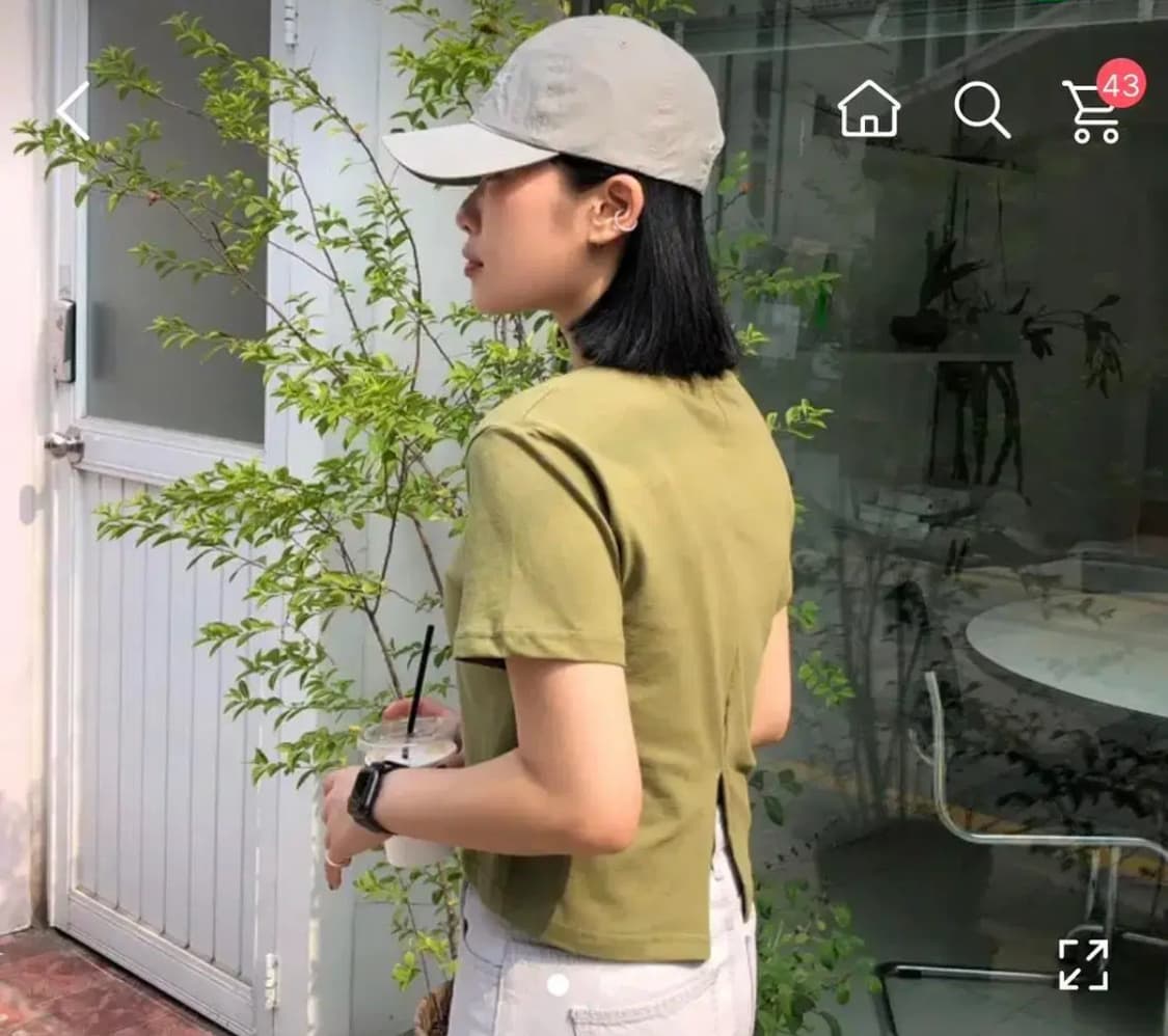 백 슬릿 반팔티 올리브 상품이미지1