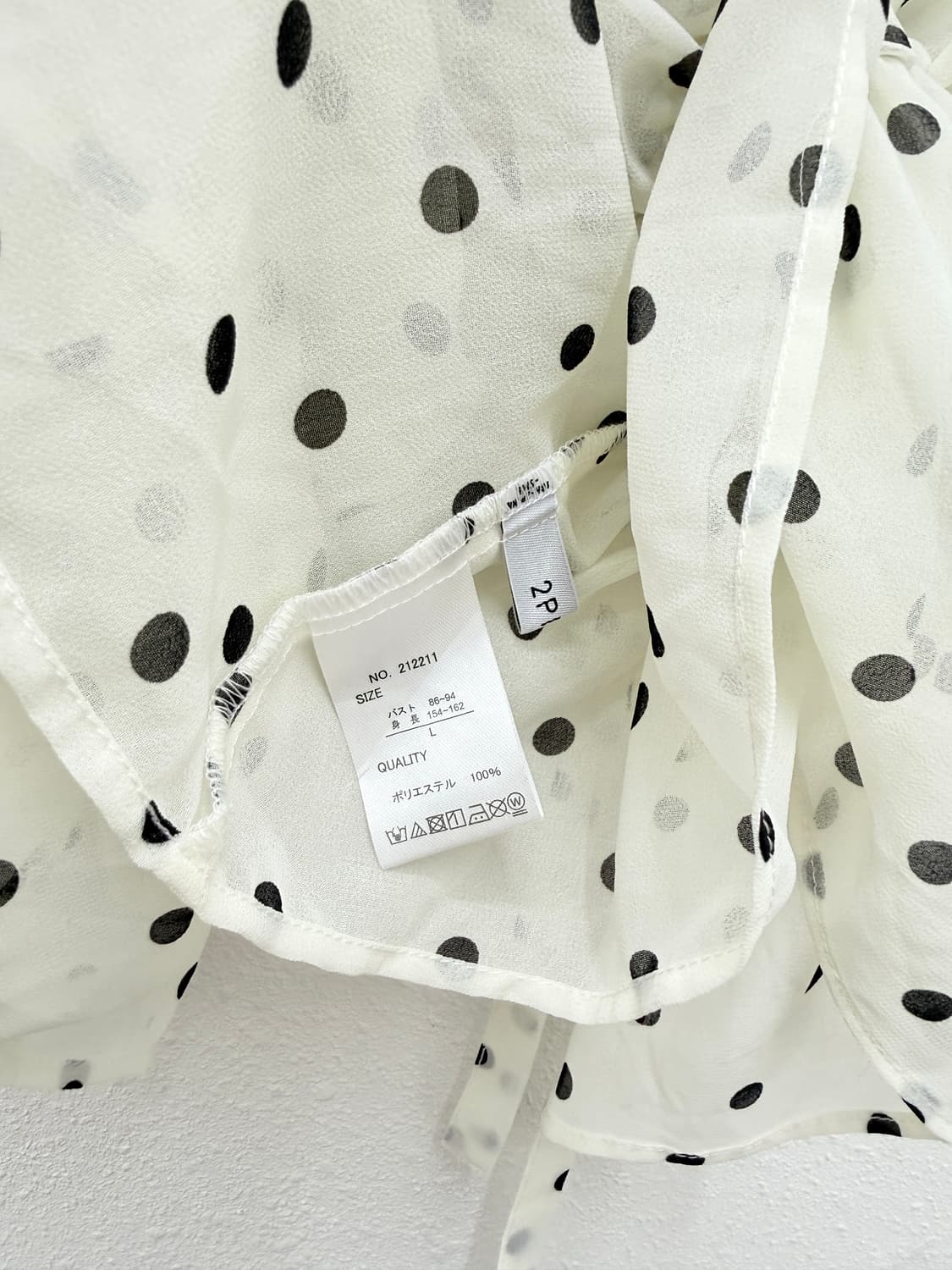 빈티지 시스루 도트 프릴 리본 블라우스 상품이미지4