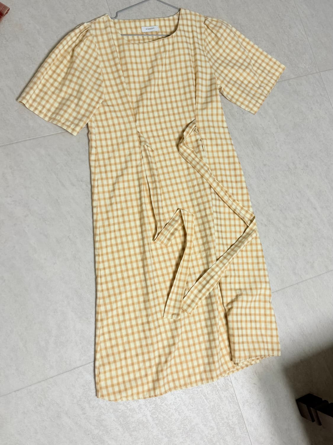 8concept 옐로우 체크 롱 원피스 상품이미지1