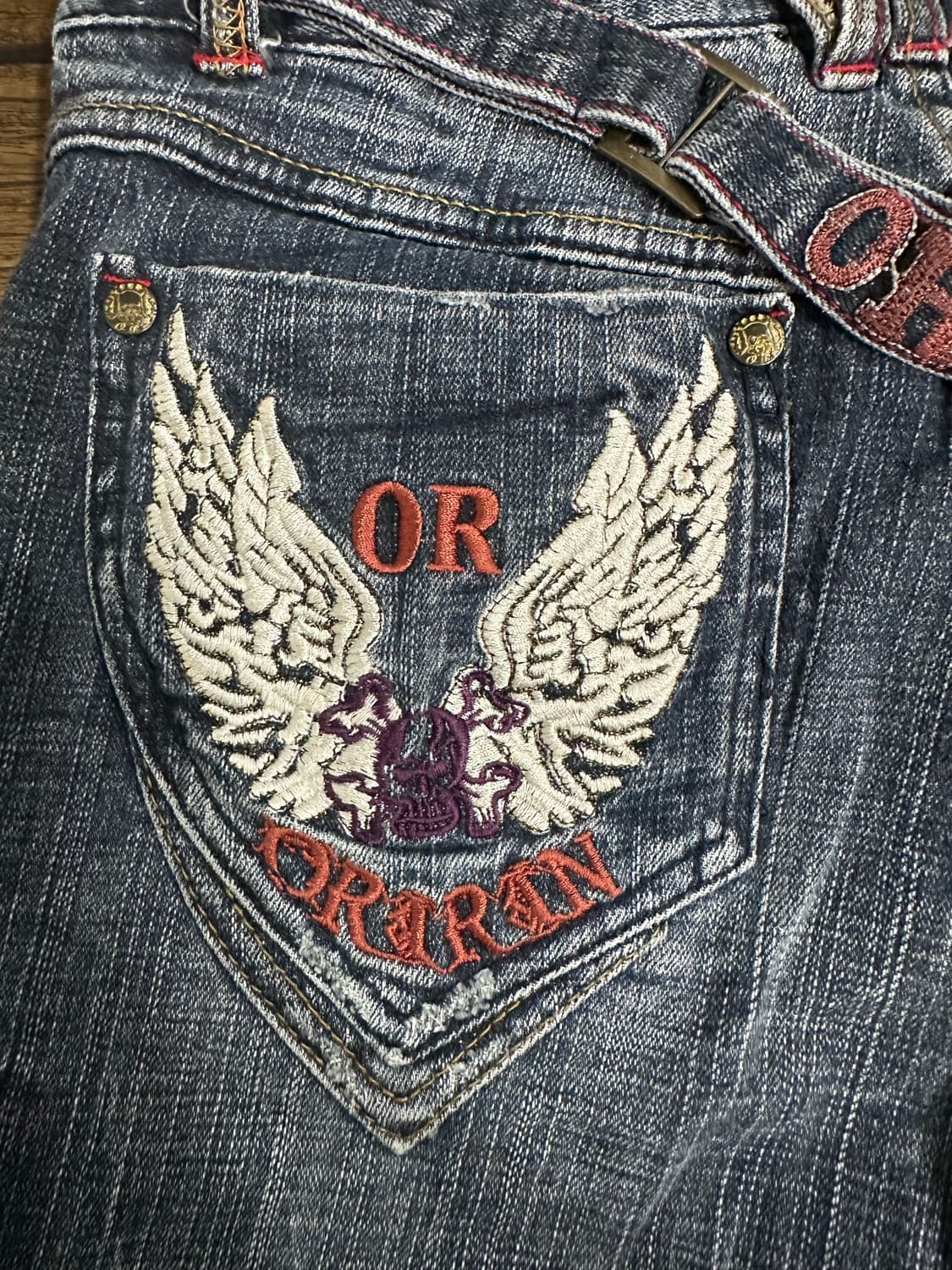 오리린 진스 ORIRIN JEANS Y2K 윙자수 크롭데님 팬츠 일본팬츠 상품이미지5