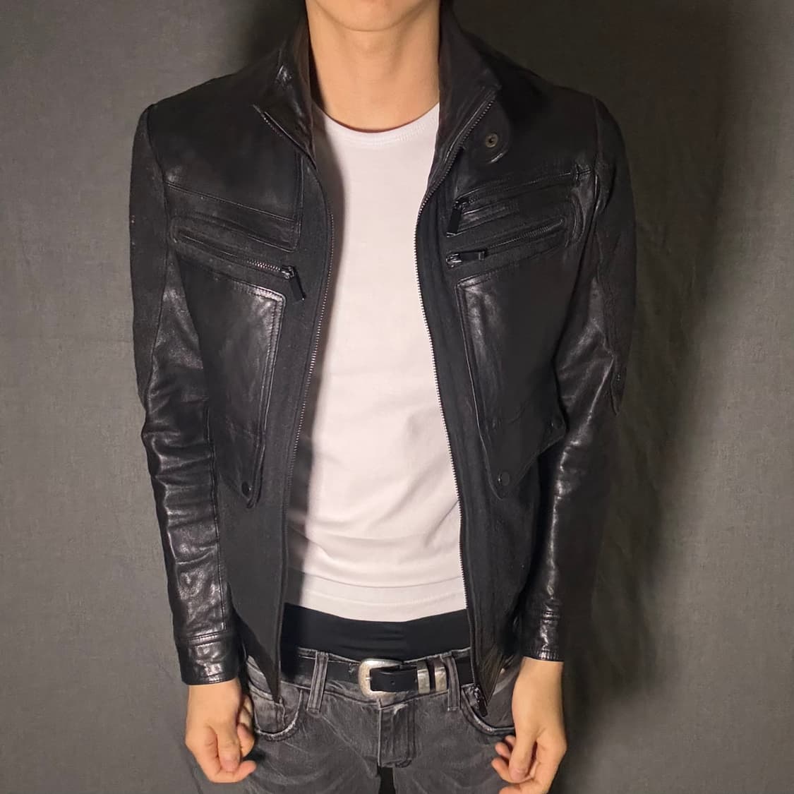 goat skin leather jacket 상품이미지4