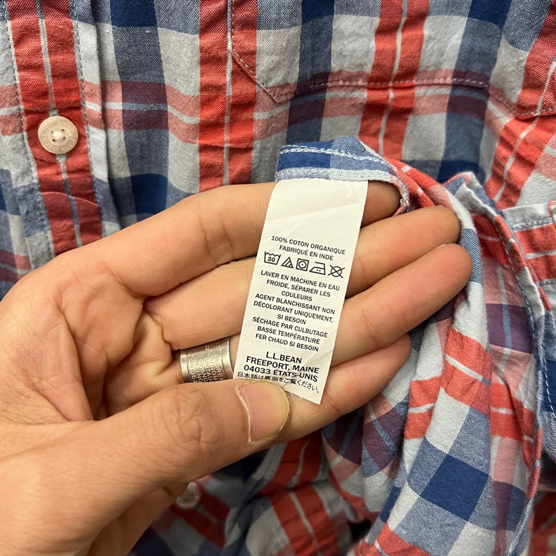 L.L.Bean 엘엘빈 오가닉 코튼 시어서커 체크 셔츠 남방 해외 XL 상품이미지4