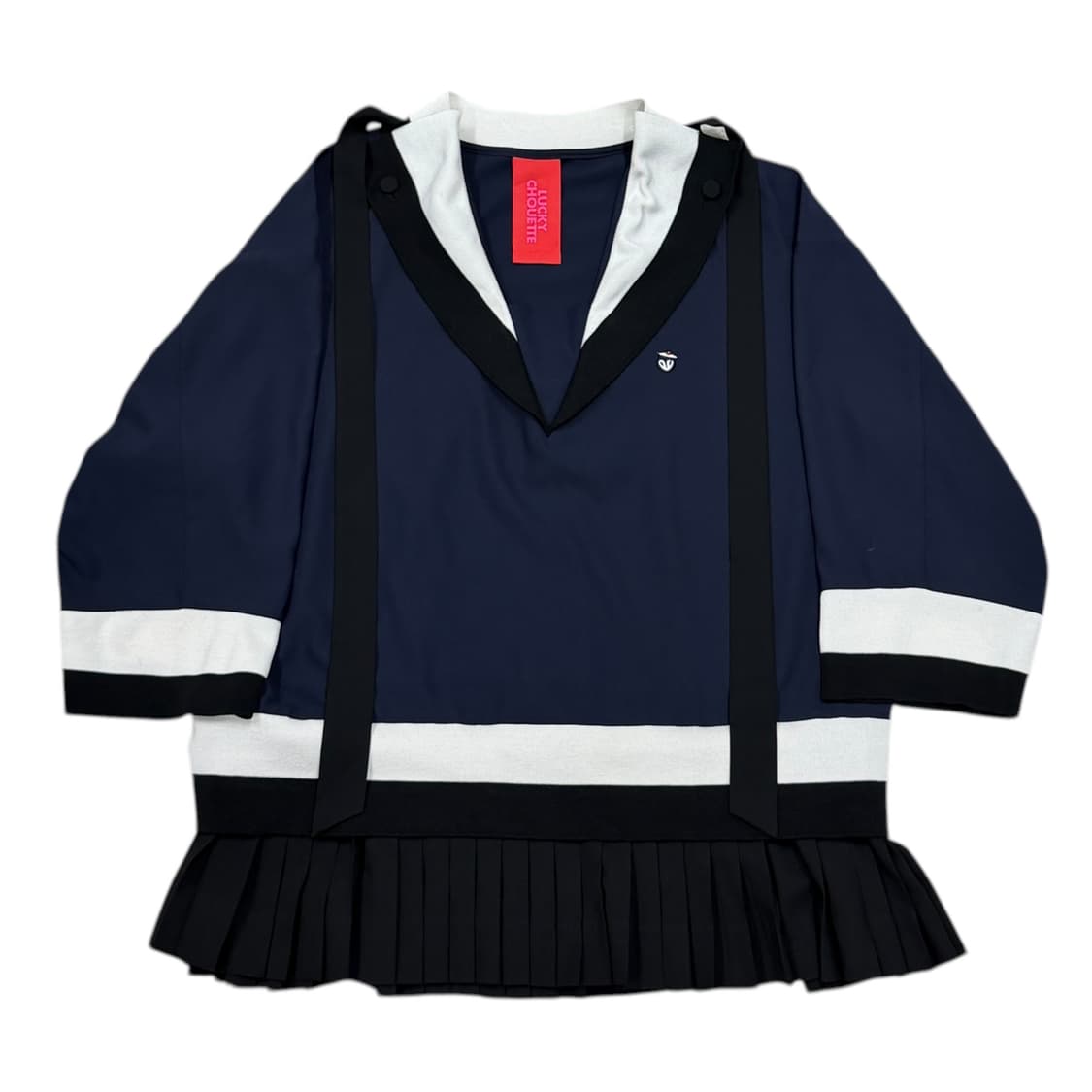 럭키슈에뜨 세일러 세라 프릴 블라우스 네이비 상품이미지1