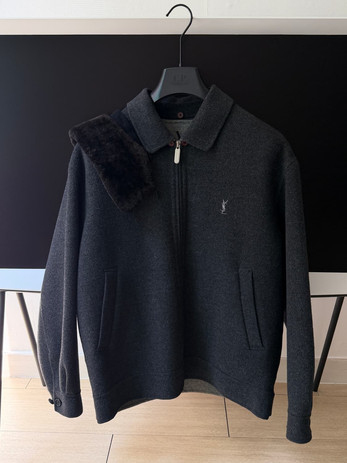 입생로랑 90s 빈티지 퍼카라 울자켓 상품이미지1