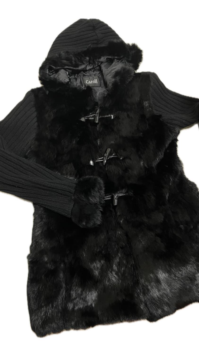 갸루 나나깔 떡볶이 니트 퍼 가디건 상품이미지1