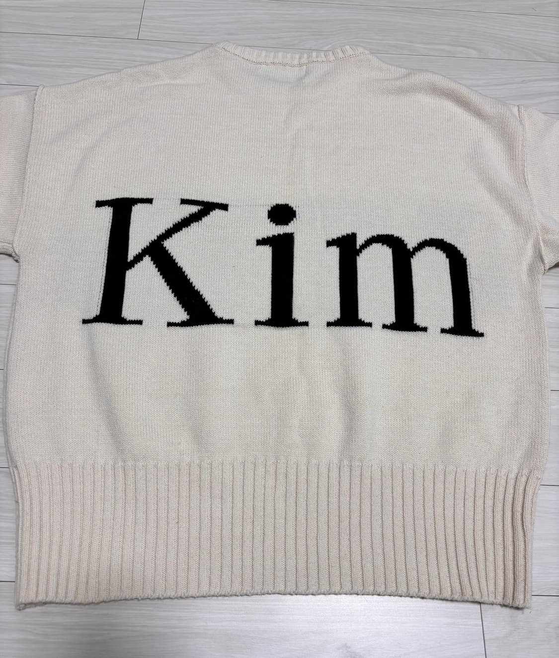 마뗑킴 빅로고 니트 아이보리 상품이미지5