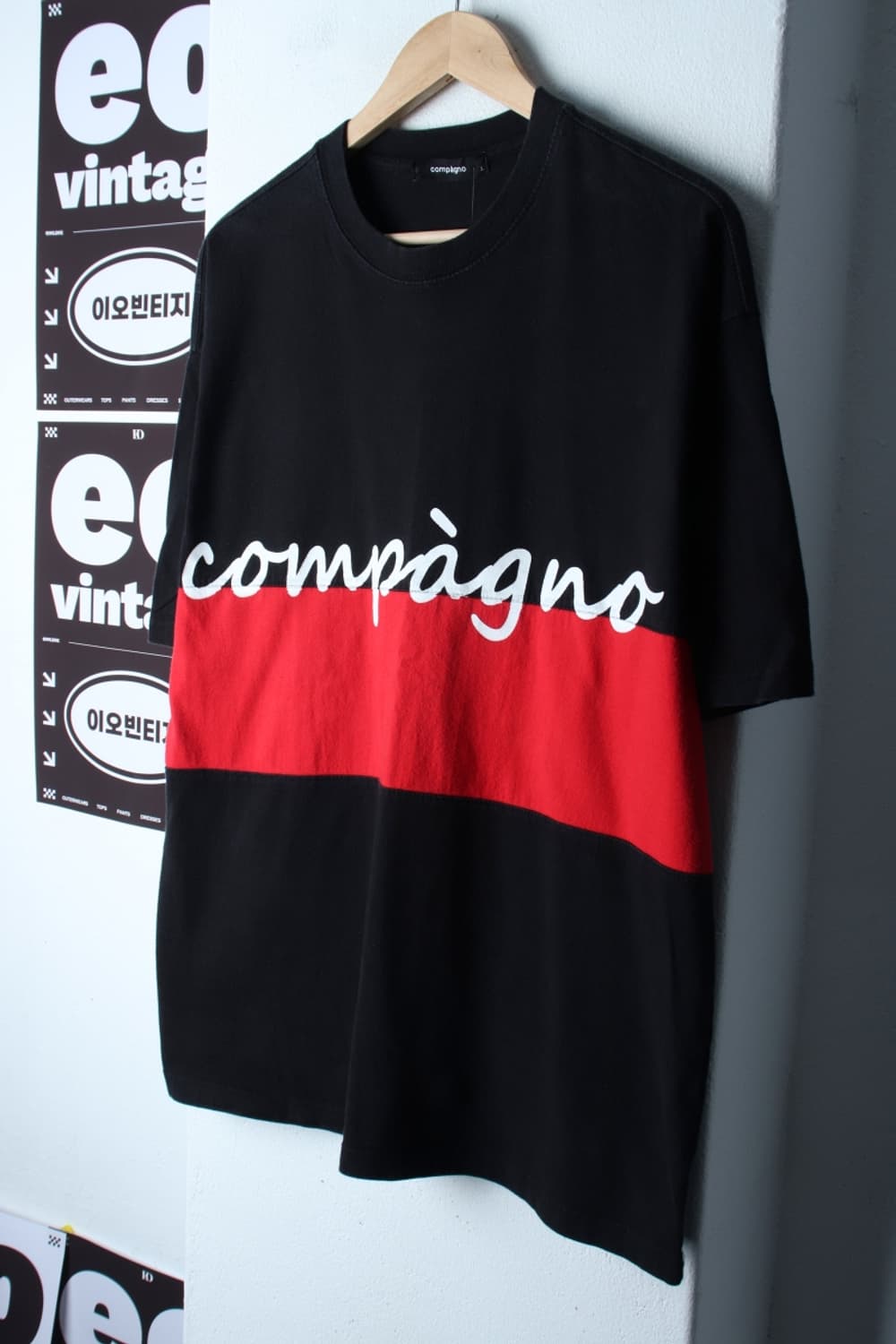 (L-XL) 꼼파뇨 반팔 티셔츠 레터링 블랙 올드스쿨-H32554 상품이미지1