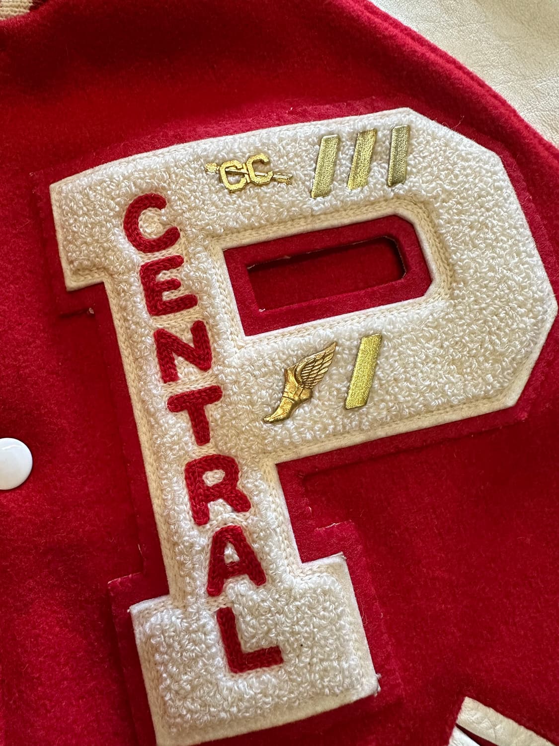 70s 리얼 빈티지 "Central Track Team" 바시티 자켓  상품이미지8