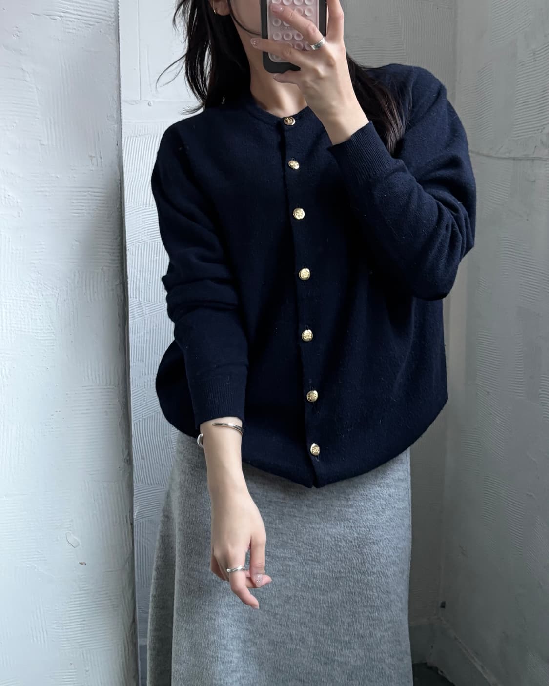 Burberrys 버버리 램스울 네이비 금장 가디건 상품이미지2