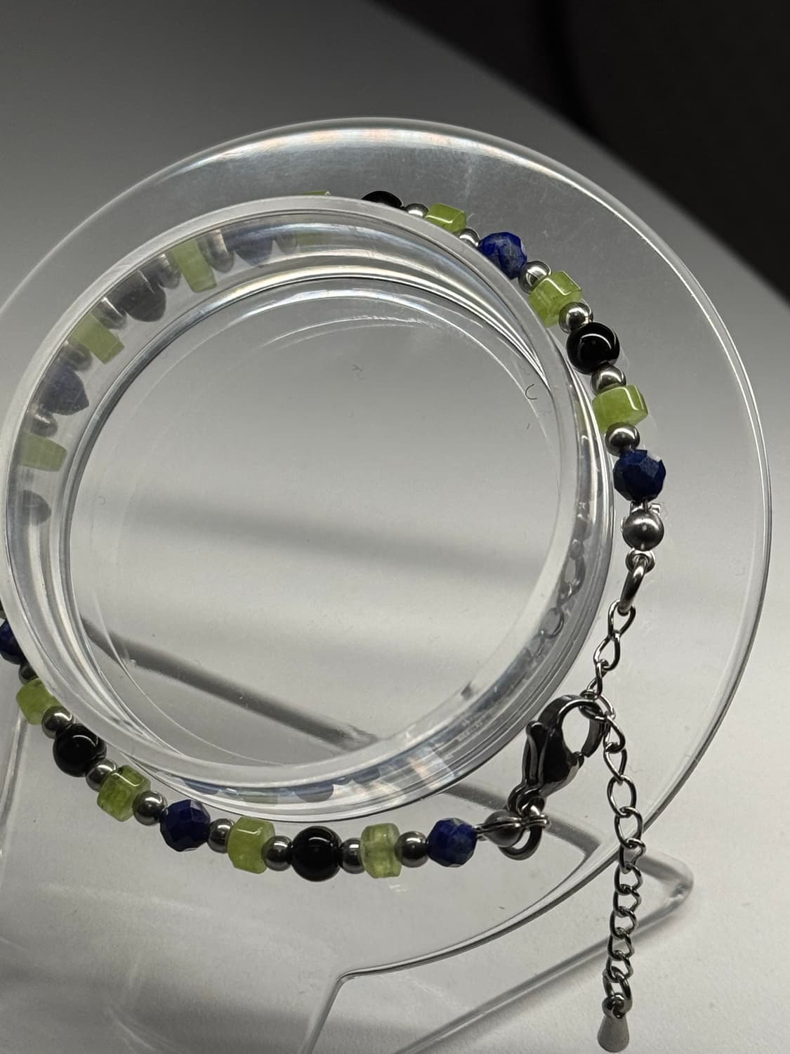 (핸드메이드) 천연석 페리도트 오닉스 라피스라줄리 체인 원석팔찌 상품이미지3