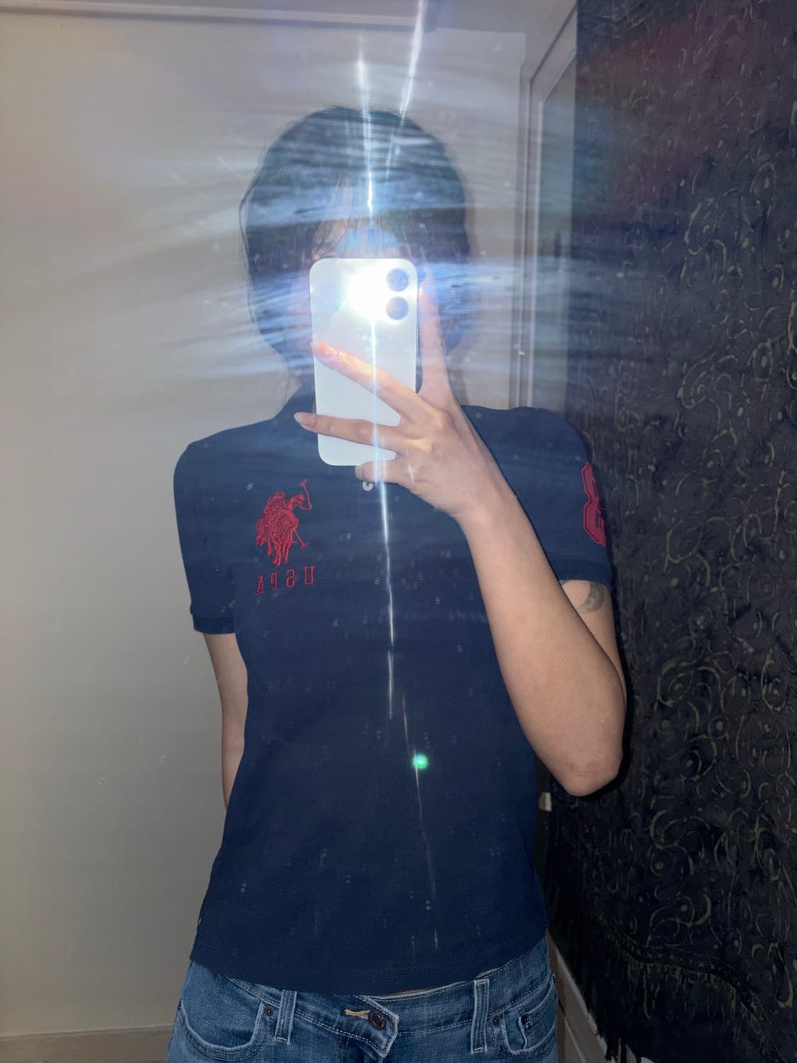 폴로 슬림핏 네이비 반팔 카라티 상품이미지2