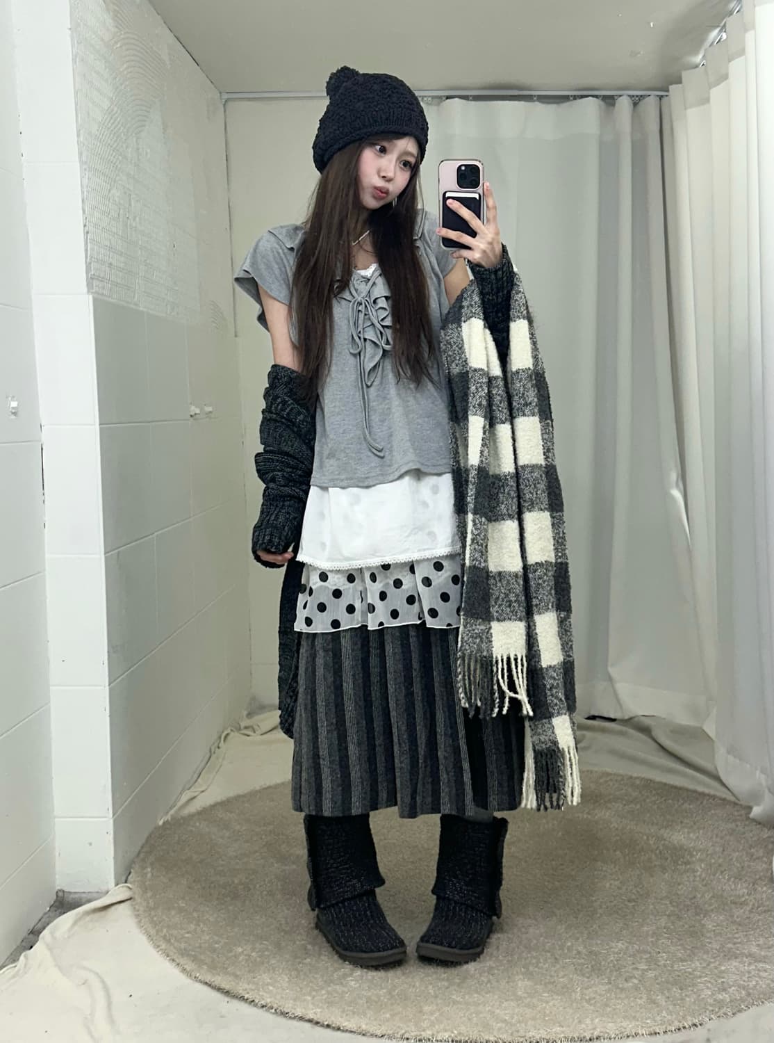 그레이 도트 하구미 임수정 모리걸 코디세트 상품이미지3