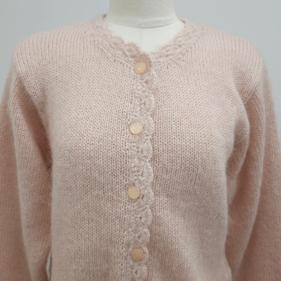 파스텔 핑크 플라워 크로셰 레이스 니트 가디건 상품이미지4