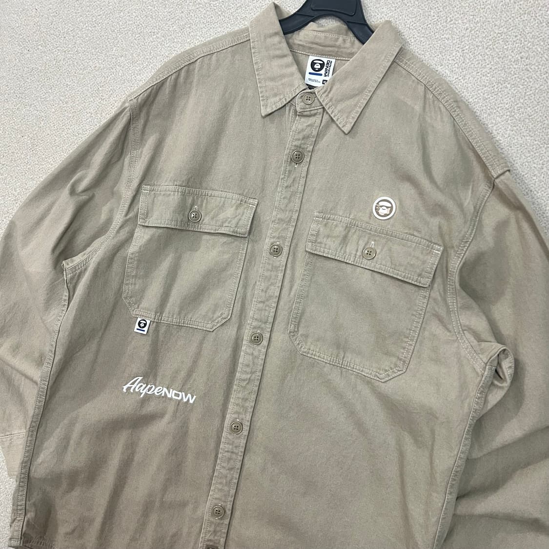 (XL) AApe 에이프 로고 아플리케 데님 셔츠 상품이미지3