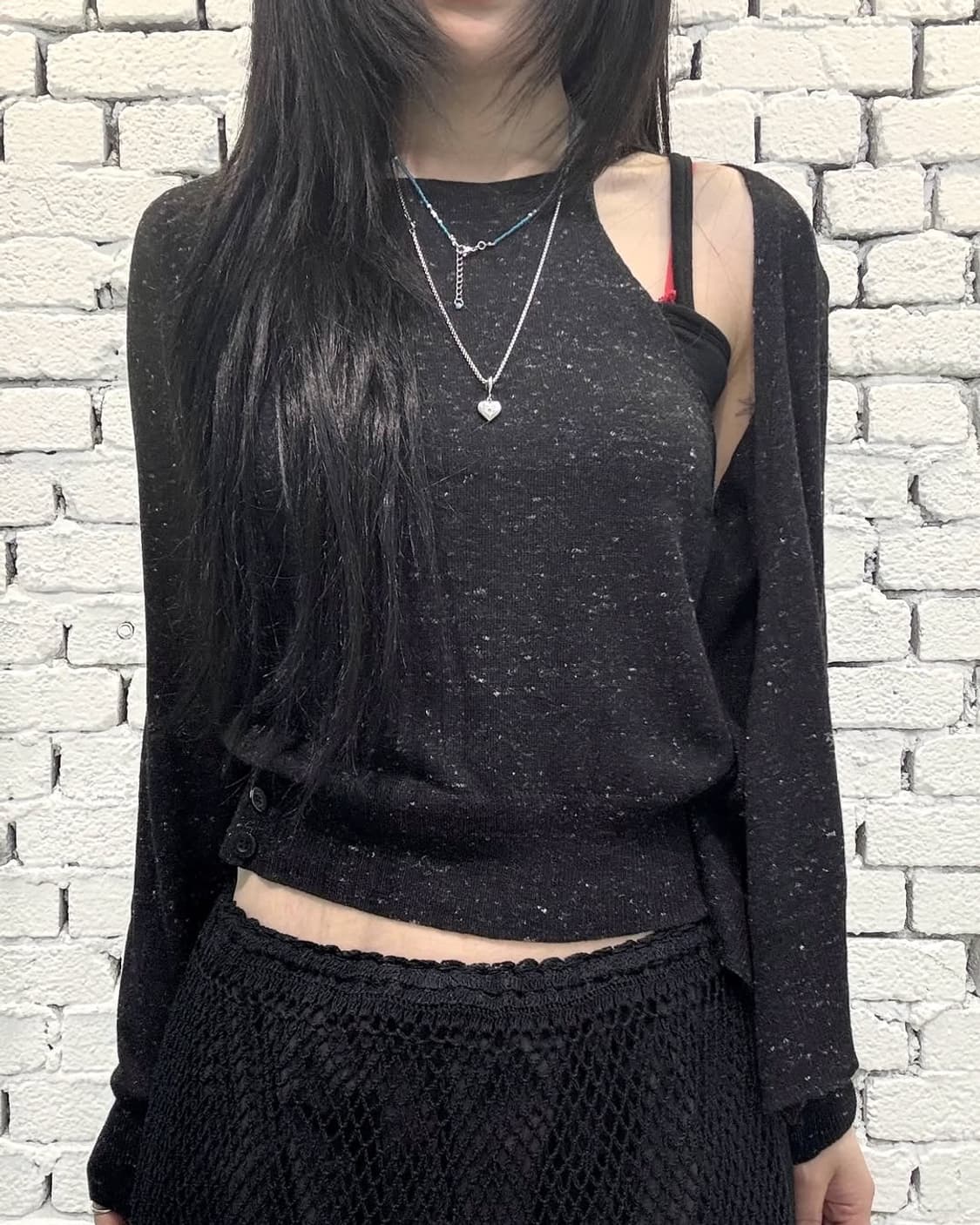 Asymmetric Layered Knit Cardigan Top 상품이미지1