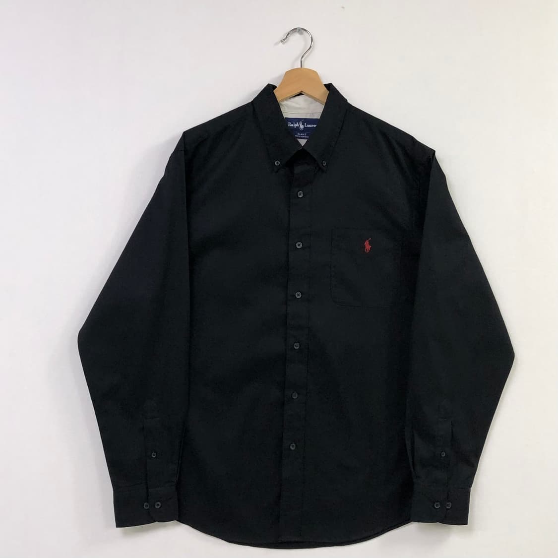 L 폴로 블랙 솔리드코튼 셔츠 상품이미지2