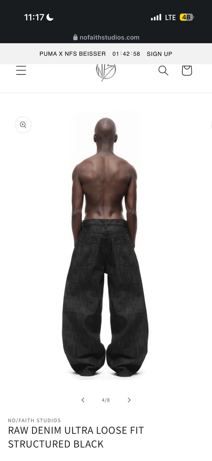 RAW DENIM ULTRA LOOSE FIT STRUCTURED BLA 상품이미지4