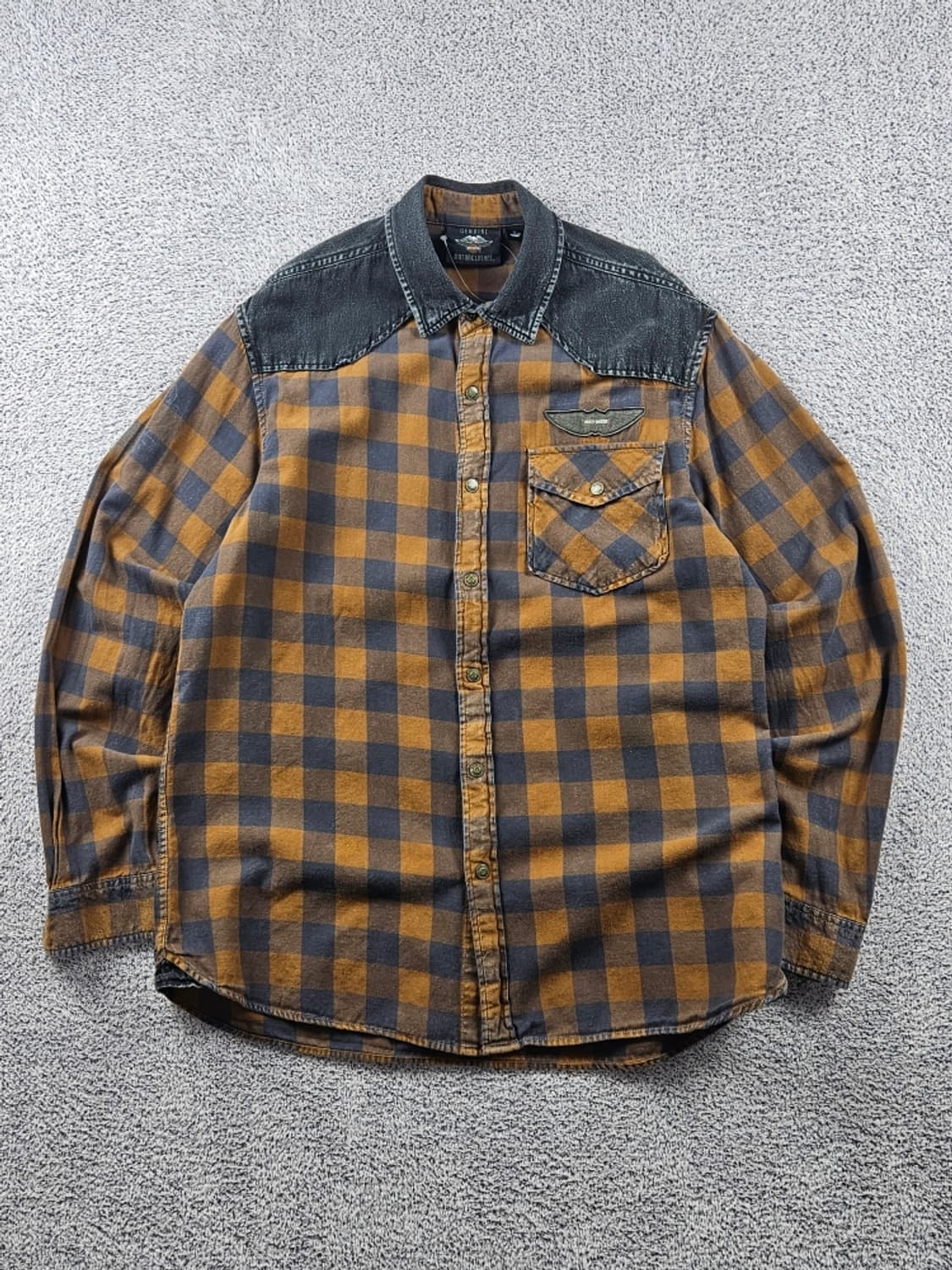 할리데이비슨 데님숄더 체크 포켓 바이커 셔츠 ( L ) / 9369 상품이미지1